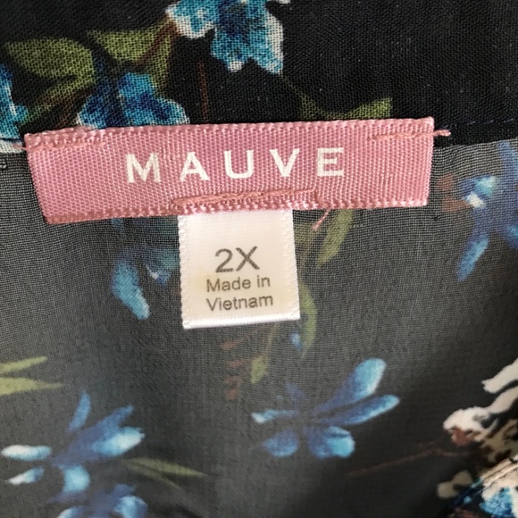 MAUVE Floral Tunic Babydoll Semi Sheer Blouse High Low Hem Women’s Plus Size 2X - Picture 10 of 16